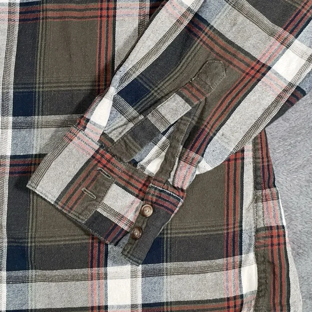 Levi’s Strauss & Co. Jeanswear Plaid Long Sleeve Shirt Mens XL OLIVE GREEN WHITE